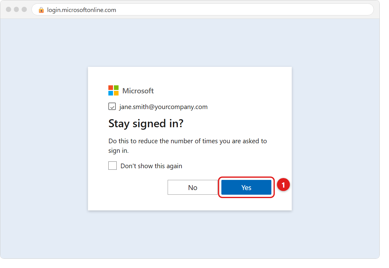 The Stay signed in question with the Yes button marked 1.